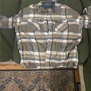 Eddie Bauer flannel  Plaid Men's Shirt button up blue grey shirt